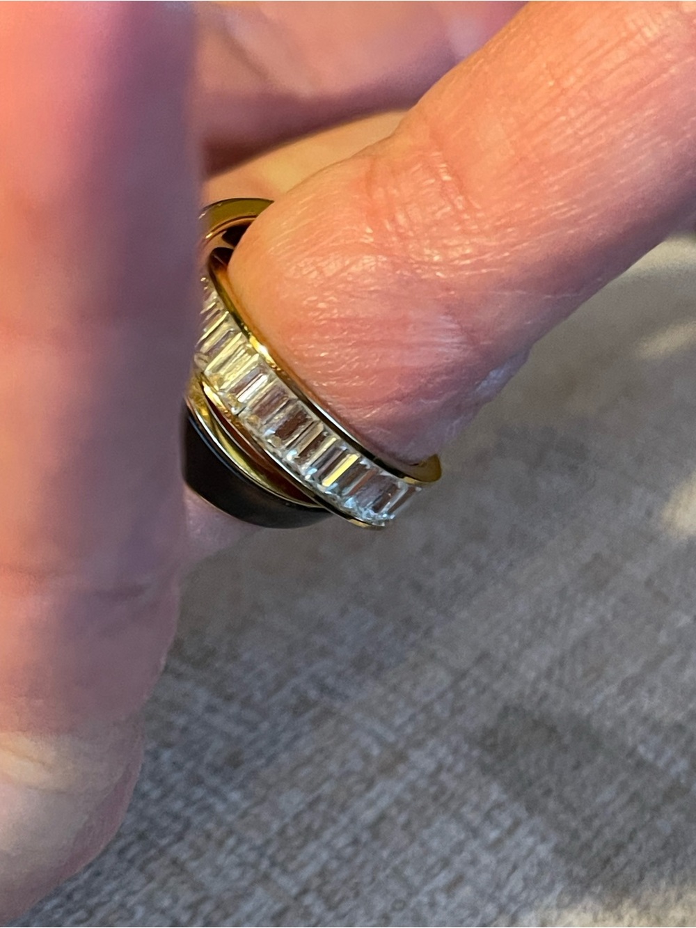 Michael Kors Black and Silver Stacked Baguette Ring - Picture 4 of 7